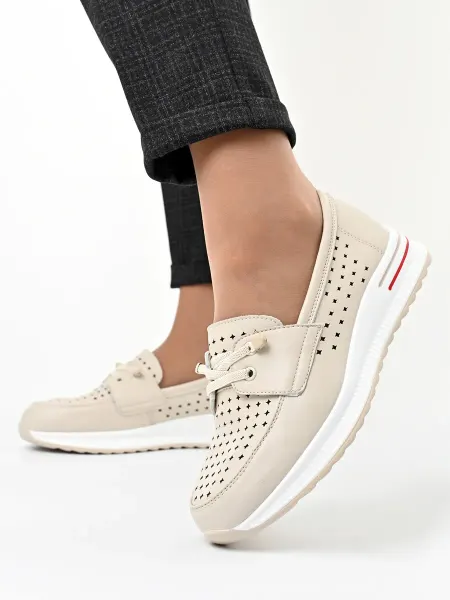 ASIK SHOES Мокасины кожаные перфорированные