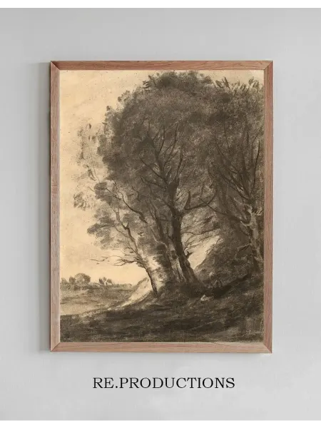 Re.productions Постер Figure assise dans un - Jean-Baptiste-Camille Corot