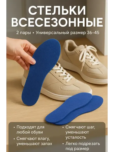 ATS2 Стельки всесезонные из мягкого войлока универсальный размер