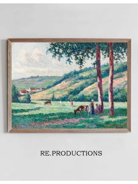 Re.productions Постер Paysage aux bergères et vachers - Maximilien Luce