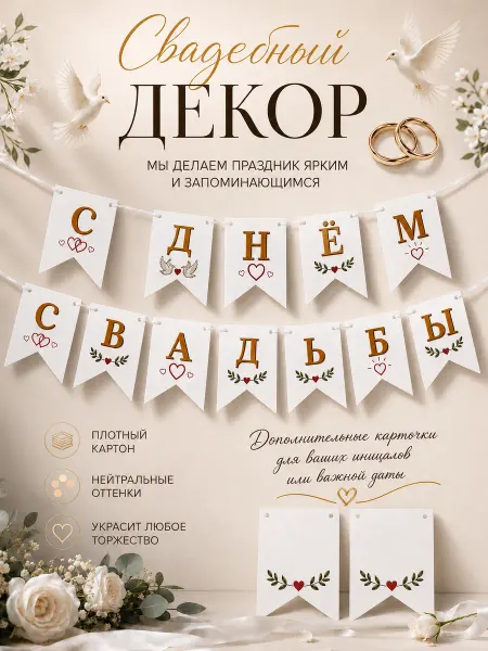 ТатШар Растяжка на свадьбу С Днем свадьбы свадебный декор украшение