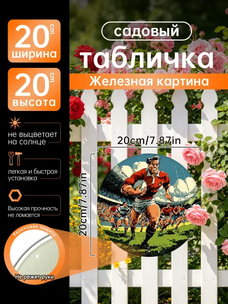 Садовый декор Железная картина Регби спорт игрок подарок