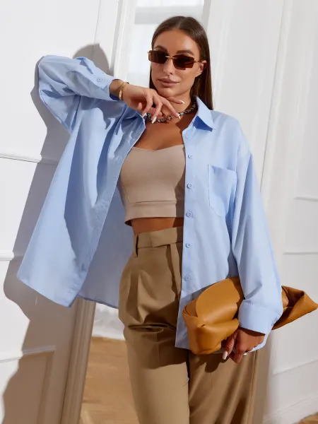 AVT FASHION Рубашка оверсайз школьная офисная
