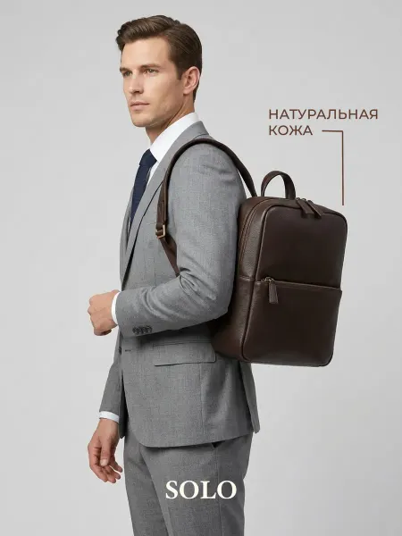 Solo true bag Рюкзак городской для ноутбука и А4 натуральная кожа Solo