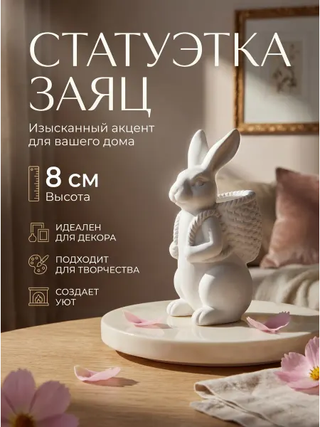 Beam of love Фигурка декоративная гипсовая Зайчик с корзинкой