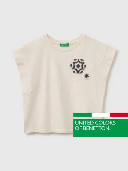 United Colors of Benetton Футболка из органического хлопка без рукавов с вышивкой
