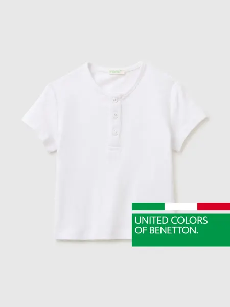 United Colors of Benetton Футболка с воротником хенли из смесового льна
