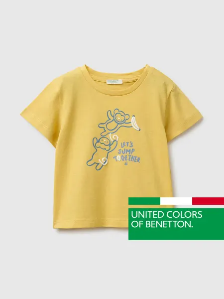 United Colors of Benetton Футболка из органического хлопка на кнопках