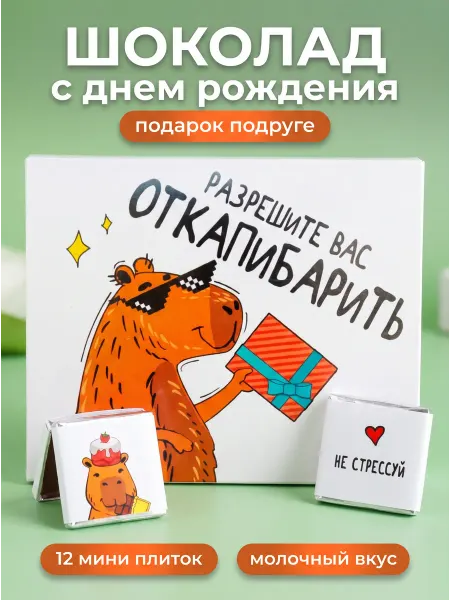 Счастливая мануфактура Подарок капибара шоколадный на день рождения подруге