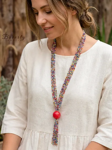 Beverly jewelry Украшение из бисера на шею длинное колье