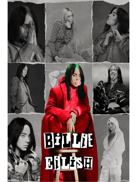 Red Hot Chili Music Постер "Billie Eilish. Коллаж"