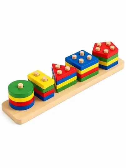 Деревянная игра Монтессори, развивающая игрушка, обучающая цветам и формам