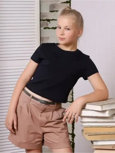 BLOUSE FASHION Футболка однотонная укороченная