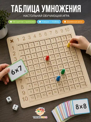 Таблица умножения игры настольные. Развивающие игры. Деревянная