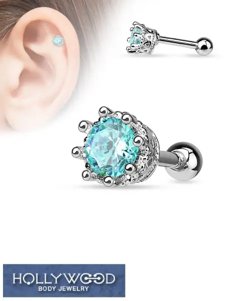 Hollywood Body Jewelry Пирсинг в ухо, хрящ, моносерьга под серебро