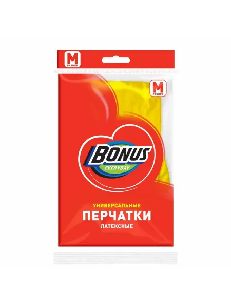 Bonus Перчатки хозяйственные для уборки латексные размер M