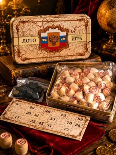 Лото, настольная игра Лото, настольная игра, чаша, деревянный утюг и кардан