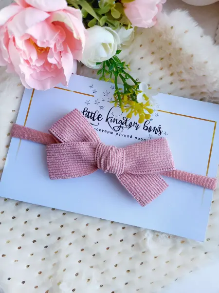 LITTLE KINGDOM BOWS Вельветовый бант на повязке для малышей