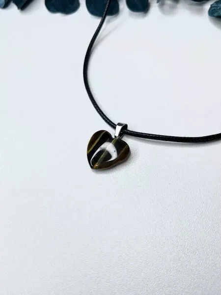 Brasleti_charm Подвеска сердце с тигровым глазом бижутерия аксессуары