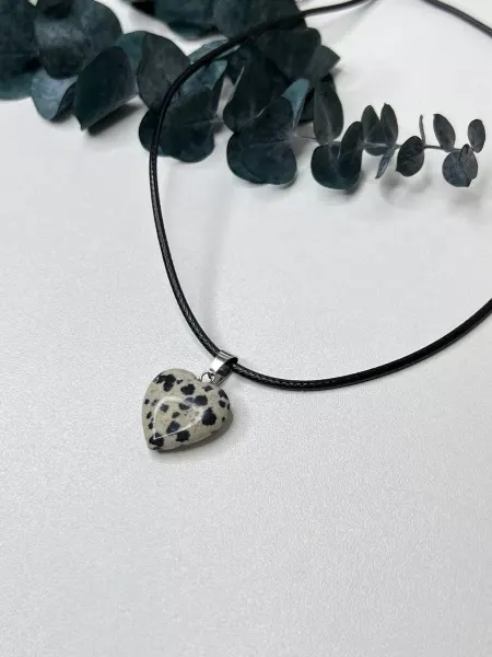 Brasleti_charm Кулон сердце далматиновая яшма