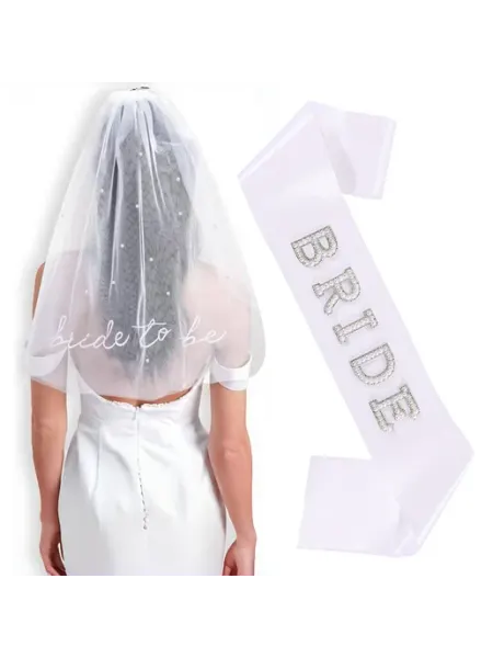 BRIDE_SHINE Фата с лентой для невесты на девичник