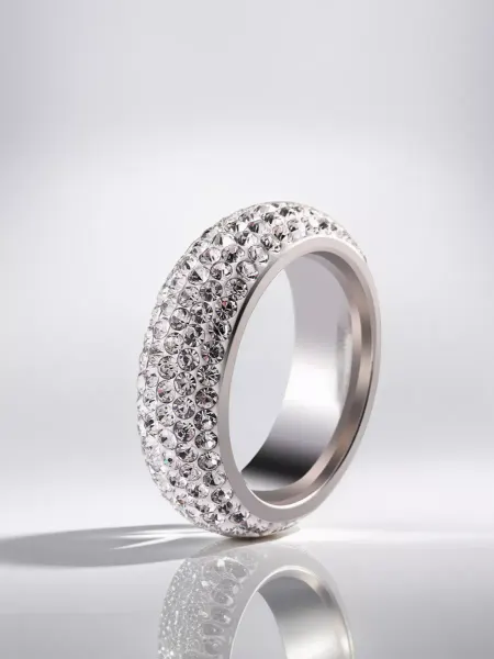 Brilliq Кольцо бижутерия серебристое с камнями