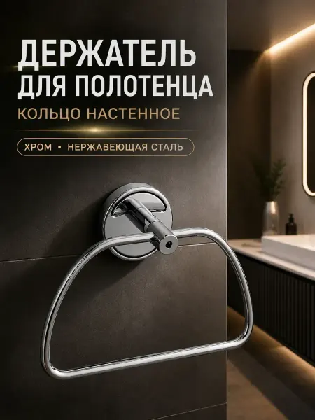 Конфеточка Держатель для полотенца кольцо настенный хром металл