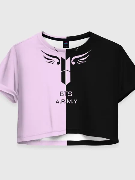 VseMayki футболка crop-top с принтом bts a.r.m.y