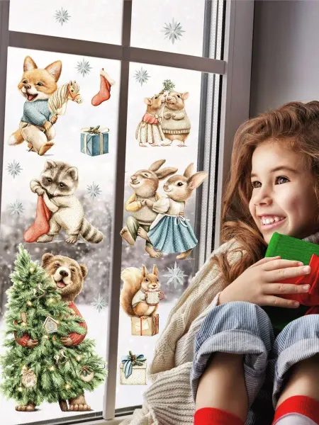 Bumashka Shop Новогодние наклейки на окна и стены