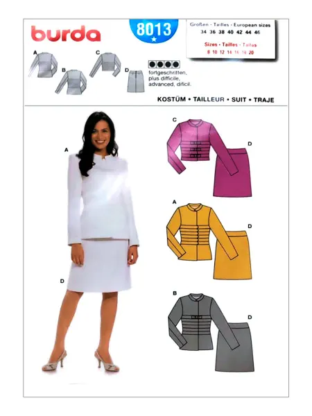 Burda Выкройка Женский костюм жакет юбка