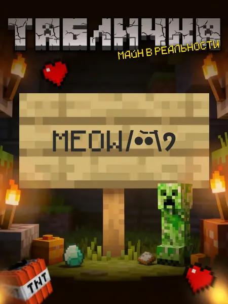 BuyMyShaggyBark Табличка minecraft на дверь мем Meow