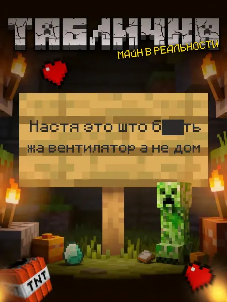 BuyMyShaggyBark Табличка minecraft на дверь мем Настя это вентилятор