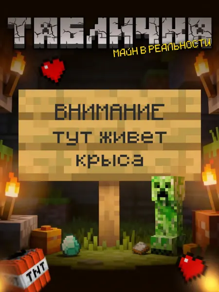 BuyMyShaggyBark Табличка minecraft на дверь мем тут живет крыса