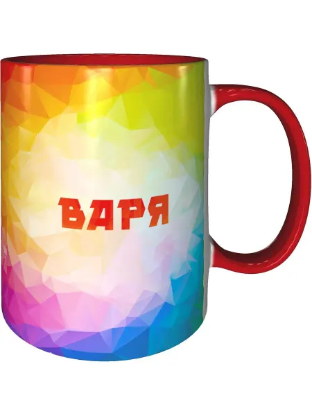 Grand cadeaux Кружка с именем Варя - с красной ручкой и красная внутри