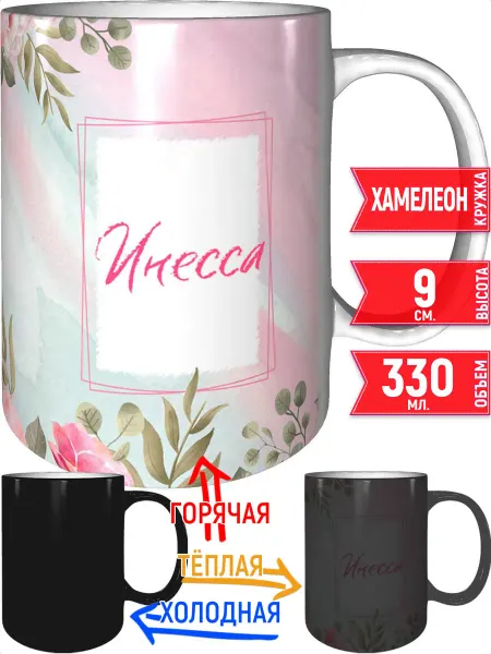 Grand cadeaux Кружка с именем Инесса - хамелеон