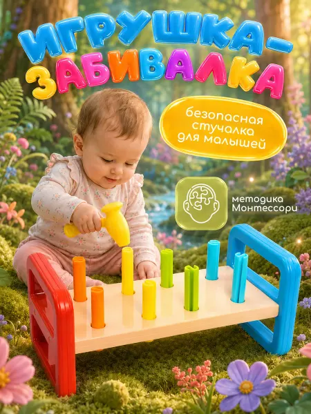 ДЕСЯТОЕ КОРОЛЕВСТВО Развивающая игрушка для малышей сортер стучалка с молотком