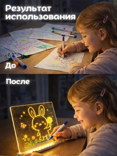 Планшет для рисования с подсветкой, светящаяся доска для детей, с маркерами и подставкой