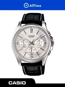 Часы мужские Casio Collection MTP-1375L-7A / Часы наручные кварцевые серебряные с кожаным ремешком японские