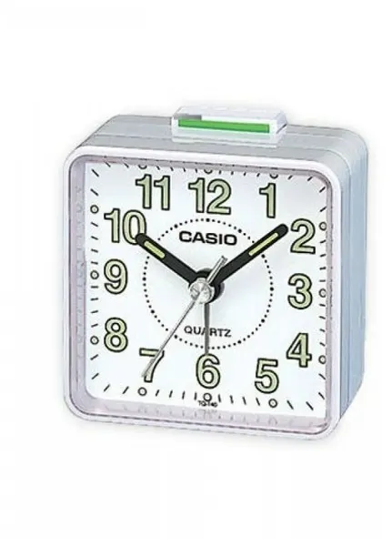 Будильник Casio TQ-140-7D, пластик, арабские цифры, с подсветкой, белый