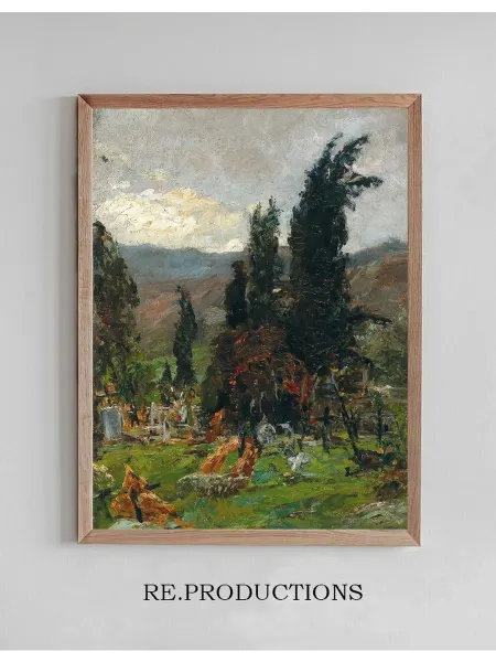 Re.productions Постер View of a cemetery at dusk - Olga Wisinger-Florian