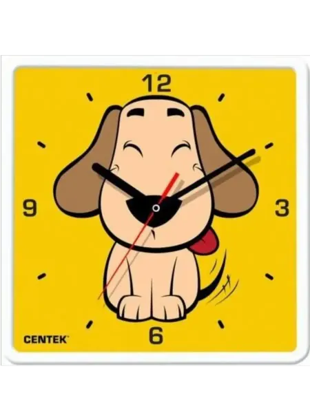 Centek Часы настенные хромированные кварцевые CT-7103 Dog Желтый