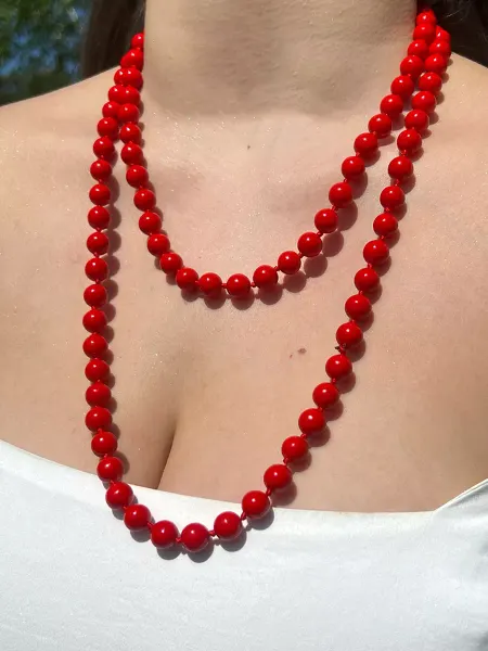 Chicstore Бусы из натуральных камней красный коралл