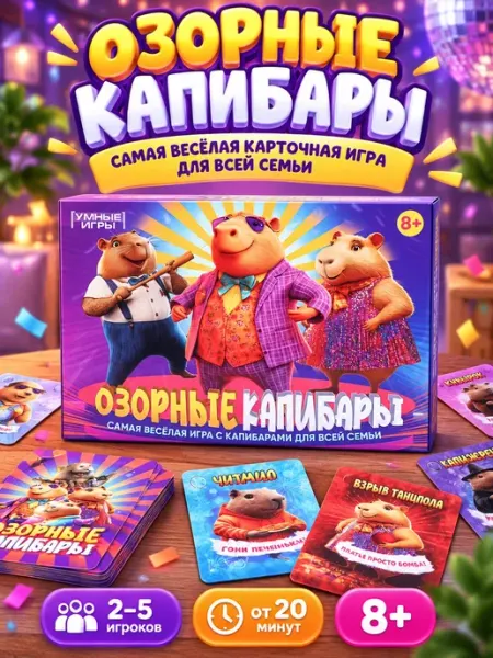 Умные игры Настольная игра для детей карточная Озорные капибары
