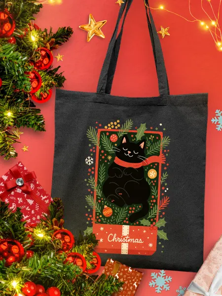 Каждому своё Новогодний Шоппер Кошка Christmas Рождество Новый Год Еловые Ветки