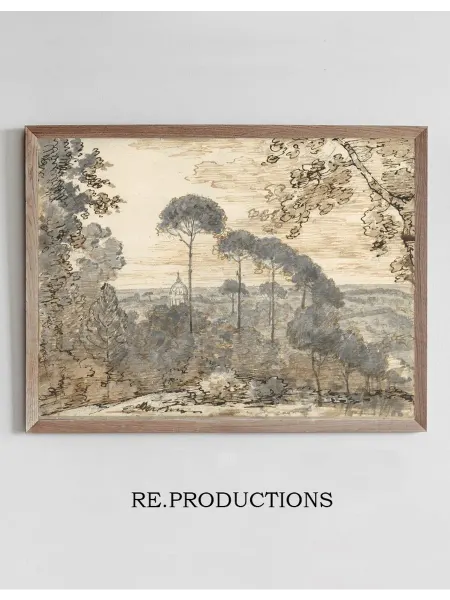 Re.productions Постер Landscape with Domed Church - Joseph Wright of Derby