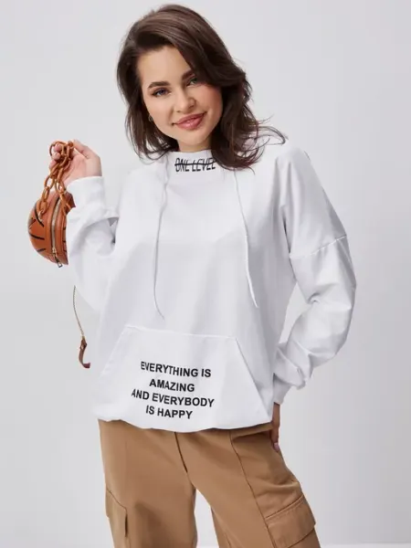 Huong collection Худи спортивное с капюшоном и принтом больших размеров