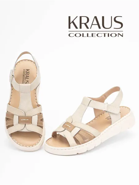 KRAUS Collection Босоножки женские кожаные на танкетке