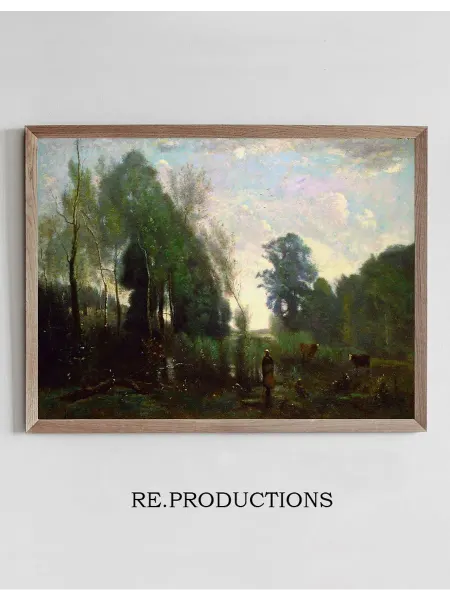 Re.productions Постер Misty Morning - Jean-Baptiste-Camille Corot