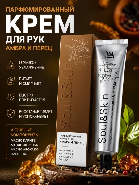 Family Cosmetics Крем для рук парфюмированный Soul&Skin амбра и перец 65мл