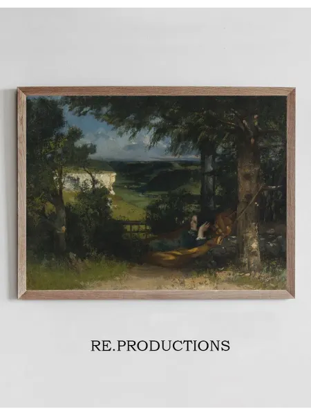 Re.productions Постер Femme dans un hamac - Gustave Courbet